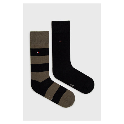 Ponožky Tommy Hilfiger (2-pak) pánske, zelená farba, 342021001