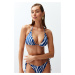 Trendyol Zebra Patterned Triangle Accessory Bikini Top