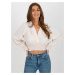 Svetlobéžová crop top blúzka s elastickým riasením DHJ-BZ-13866.92P-light beige