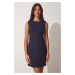 Happiness İstanbul Women's Navy Blue Sleeveless Basic Elegant Dress