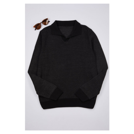 Trendyol Anthracite Regular Polo Neck Plain Knitwear Sweater