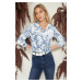 Trendyol Ecru Flower Patterned Regular Fit Woven Shirt