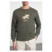 Trendyol Khaki Regular/Normal Cut Animal Printed Inside Polar Fleece Sweatshirt