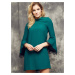 Cocomore Boutiqe dress with stand-up collar and flared sleeves green