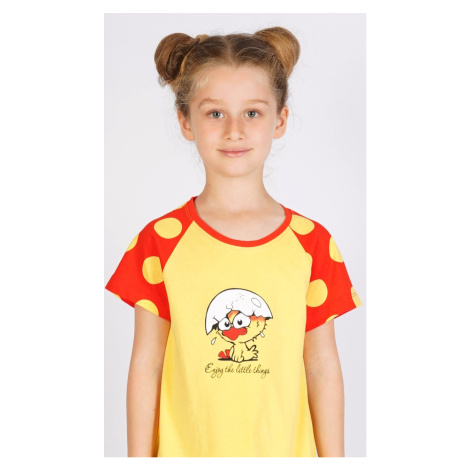 Detská nočná košeľa s krátkym rukávom Kurča žlutá 15 - 16