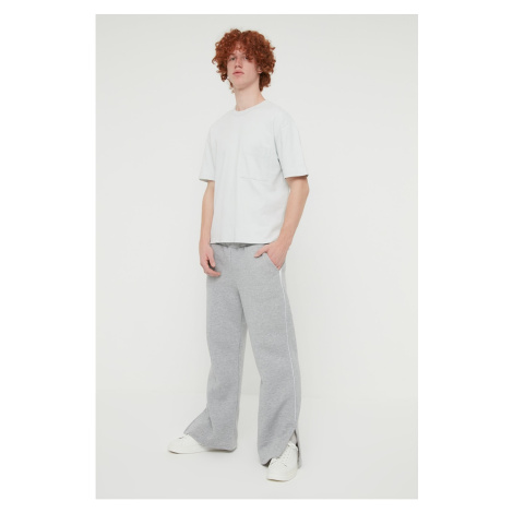 Trendyol Gray Men's Relaxed Fit Wide Leg Ribbed Welt Sweatpants