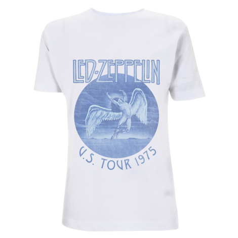Led Zeppelin tričko Tour '75 Blue Wash Biela