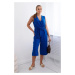 Cornflower blue jumpsuit with ties at the waist