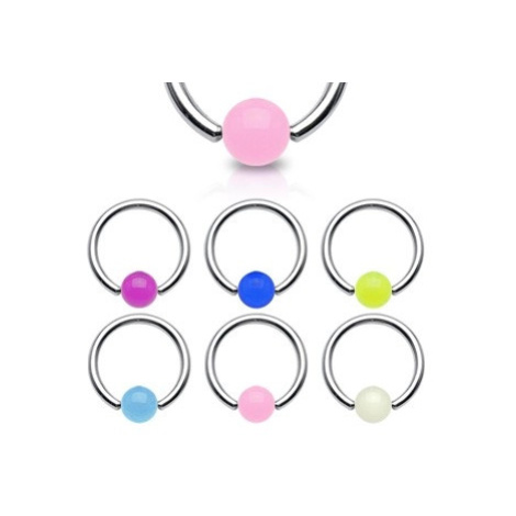 Piercing - krúžok, žiariaca gulička - Rozmer: 1,6 mm x 14 mm x 5 mm, Farba piercing: Fialová
