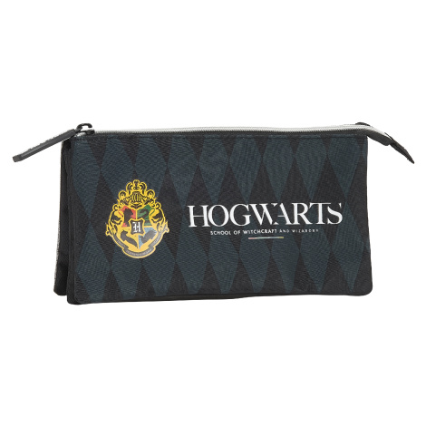 SAFTA trojkomorový peračník Harry Potter Hogwarts - sivý