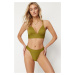 Trendyol Green Textured High Leg Regular Bikini Bottom