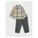 LC Waikiki Plaid Patterned Long Sleeve Baby Boy Shirt and Trousers Set of 2