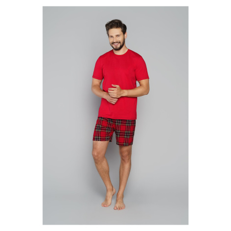 Men's pyjamas Narwik, short sleeves, short legs - red/print Italian Fashion