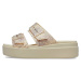 Dámske sandále na platforme (módna obuv) CROCS Brooklyn Snake Buckle Low Wedge vanilla multi