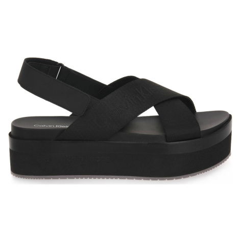 Calvin Klein Jeans  0GT FLATFORM SANDAL  Sandále Čierna