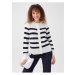 LC Waikiki Crew Neck Striped Long Sleeve Women's Knitwear Cardigan