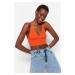 Trendyol Orange Super Crop Knitwear Blouse with Back Detail