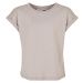 Girls' organic t-shirt with extended shoulder in warm gray