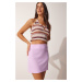 Happiness İstanbul Women's Lilac Slit Mini Skirt