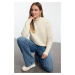 Trendyol Ecru Wool High Collar Knitwear Sweater