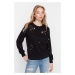 Trendyol Black Laser Cut Detailed Knitted Thin Sweatshirt