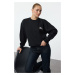 Trendyol Black Animal Embroidered Regular/Normal Pattern Thick Polar Fleece Knitted Sweatshirt