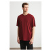 GRIMELANGE Jett Men's Oversize Fit 100% Cotton Thick Textured Claret Red T-shirt
