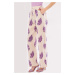 armonika Women's Purple Ena Trousers Elastic Waist Pocket Detailed Linen Look Wide Leg