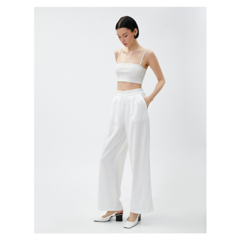 Koton Wide Leg Trousers with Pockets Elastic Waist