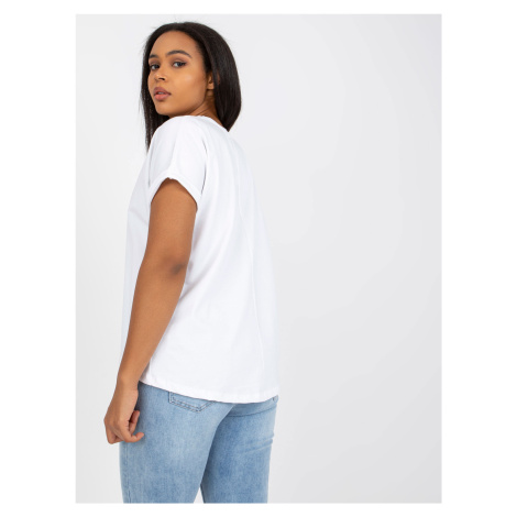 White Plus size T-shirt with round neckline