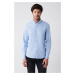Avva Men's Light Blue Oxford 100% Cotton Buttoned Collar Standard Fit Regular Fit Shirt