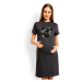 Tmavosivá bavlnená nočná košeľa s kŕmnym panelom pre mamičky - mickey