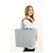 Madamra Light Gray Women's Quilted Pattern Puffy Bag