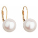 Zlaté 14 karátové náušnice visacie s bielou riečnou perlou 921010.1
