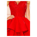 Exkluzívne červené dámske šaty s čipkovaným výstrihom 321-1