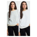 Trendyol Ecru-Blue Striped 2-Pack Regular/Normal Pattern Knitted Sweatshirt