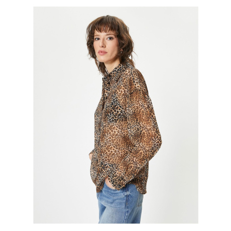 Koton Leopard Patterned Shirt Long Sleeve Buttoned