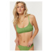 Trendyol Green Strapless Textured Bikini Top