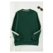 Trendyol Emerald Green Regular Cut Striped Sweatshirt