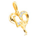 Diamantový prívesok zo žltého 14K zlata - srdce s nápisom "LOVE", číre brilianty