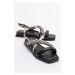 LuviShoes LEAMİL Black Genuine Leather Women Sandals