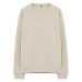 Trendyol Beige Oversize/Wide Cut Embossed Text Printed Sweatshirt