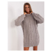 Gray knitted dress with puffed sleeves