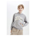 DEFACTO Boy's Gray Regular Fit Hooded Pocket Sweatshirt