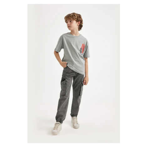 DEFACTO Boys Cargo Pocket Elastic Leg Jogger Jean Pants