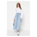 Trendyol Light Blue Double Pocket High Waist Denim Jeans Skirt