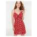 Women's Red Floral Short Strappy Dress Trendyol - Women's