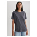 DEFACTO Oversize Wide Pattern Crew Neck Combed Cotton Short Sleeve T-Shirt