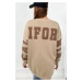 Insulated sweatshirt with California inscription light beige