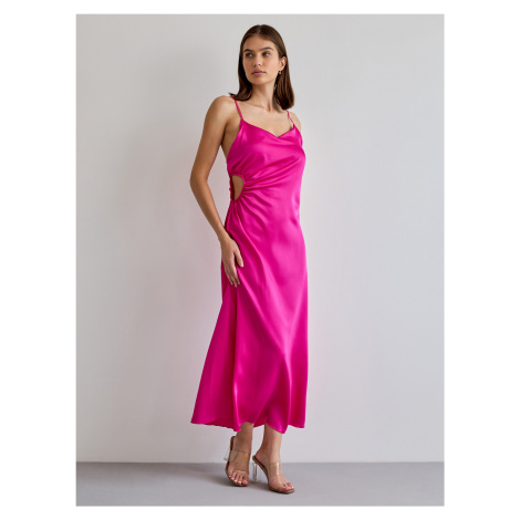 Ružové saténové šaty Delia